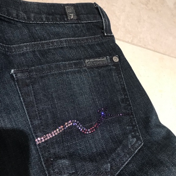 7 for All Mankind Rhinestone Straight Leg Jeans - Picture 9 of 9